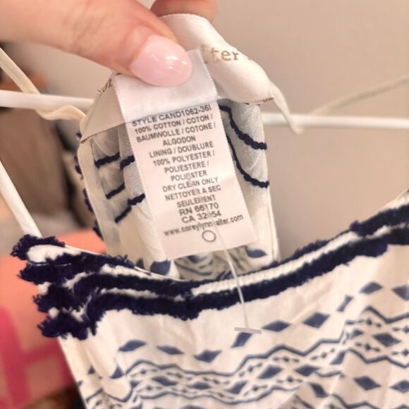 Corey Lynn Calter - White & Blue Dress W/ Diamond Pattern & Texture XL - Picture 8 of 8